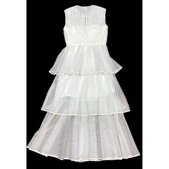 Jonathan Simkhai Sz 0 Dress Tulle Midi Tiered bridal White Designer Luxury - Picture 5 of 11
